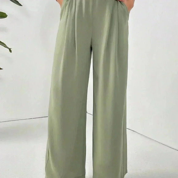 Green Casual Women's Basic Solid Color Long Pants - Picture 4 of 6